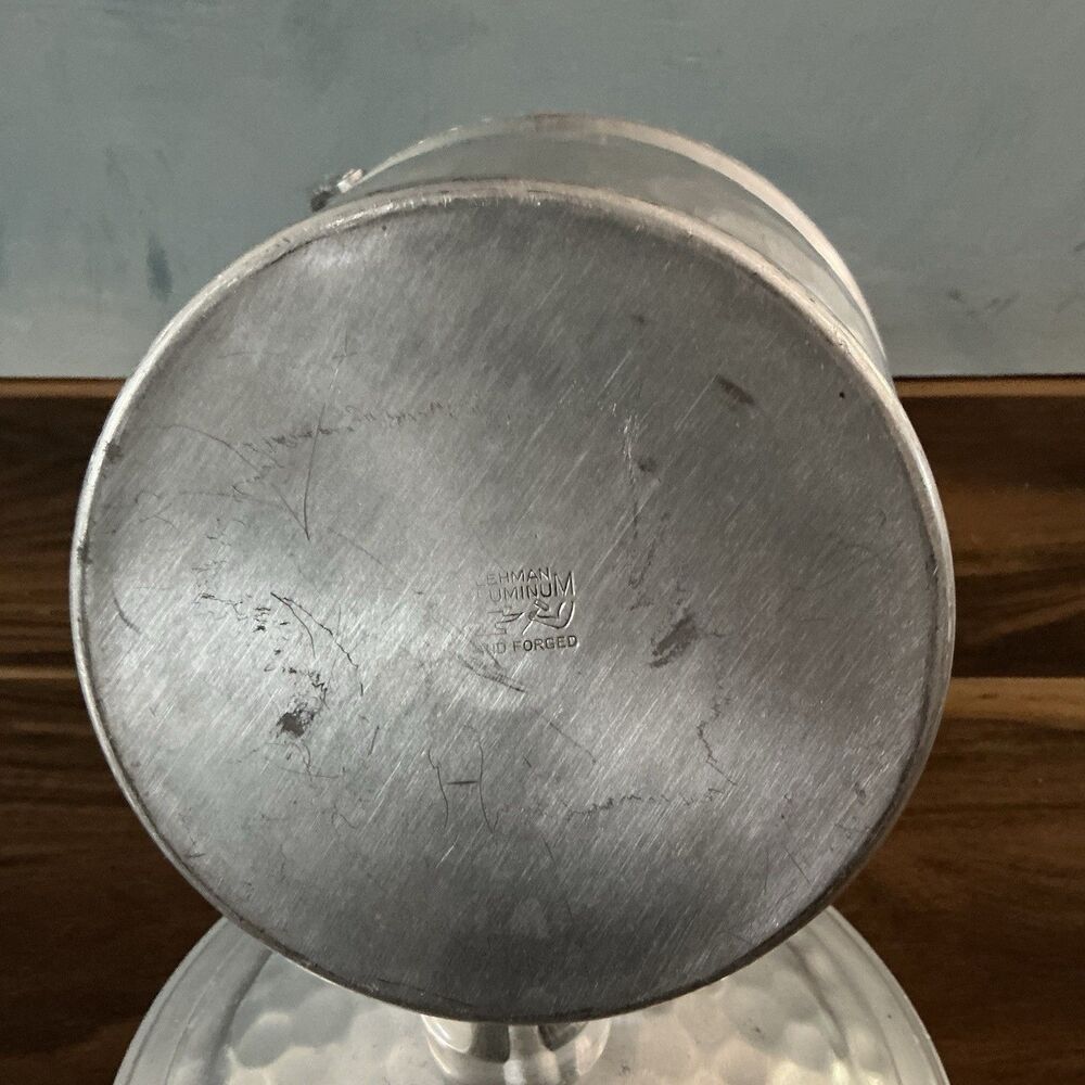 Vintage 1940s Lehman Aluminum Hand Forged Ice Bucket | Lucite Knob | No Insert - Picture 10 of 11